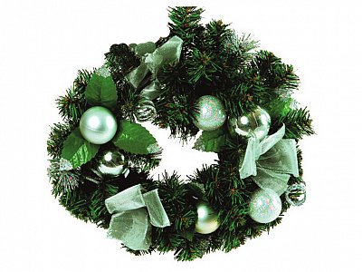 Verdegarden Fuoriporta natalizio verde e argento con fiocchi cm 35