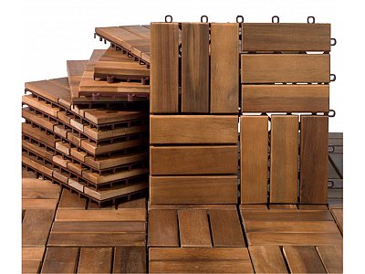 Casa Collection-Dimo Piastrella in legno di acacia 30x30 cm - 10 pezzi
